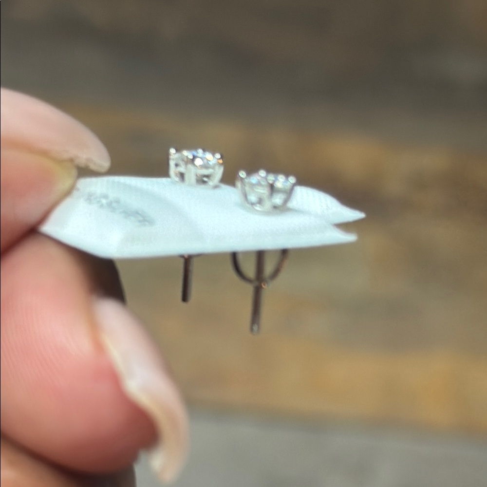 Sterling Silver & Moissanite Stud Earrings View 3